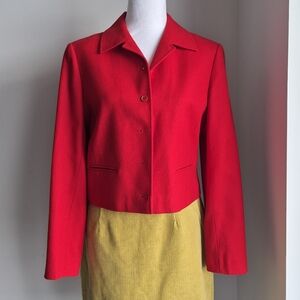 Pendleton Vintage Wool Cropped  Blazer In Red Size 10